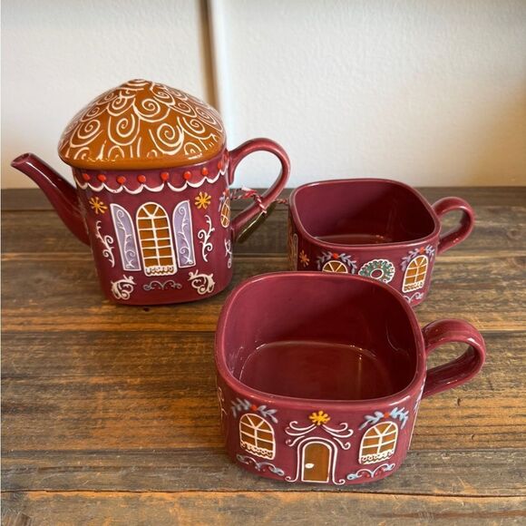 NWT ANTHROPOLOGIE Gingerbread Ceramic Stoneware Tea For 2 - Picture 4 of 5